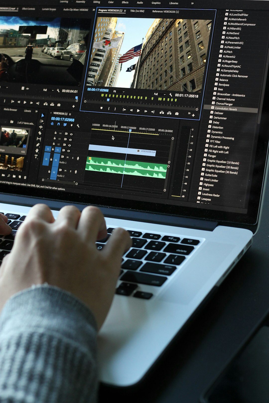 video editor working on timeline