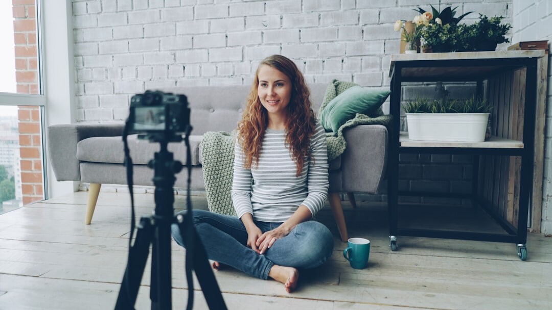 Studio portrait of a Swiss woman video editor smiling