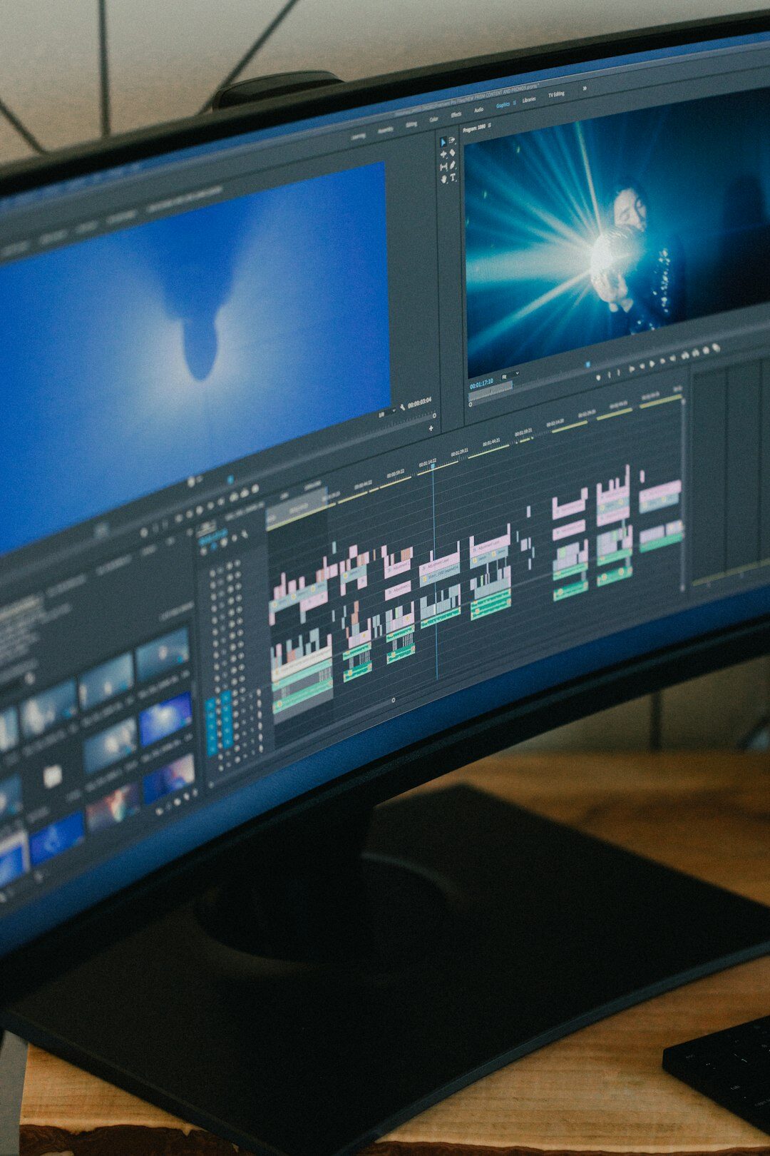video editor at computer